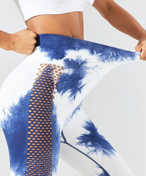 Blue Blossom Hip-Ip Cut-Out Leggings