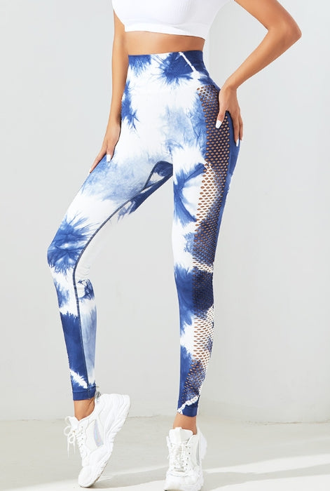 Blue Blossom Hip-Ip Cut-Out Leggings